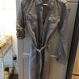 Tory Burch Navy blue dotted belted dress